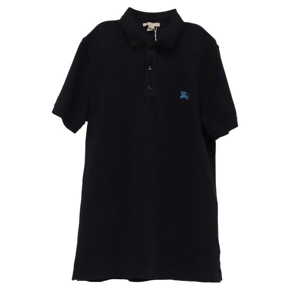 Burberry Logo-Embroidered Polo Shirt in Black Cotton